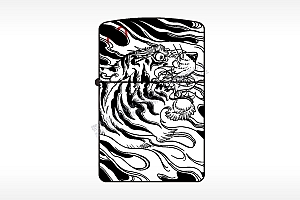 神兽纯铜煤油打火机AI8.0格式激光打标文件通用矢量图