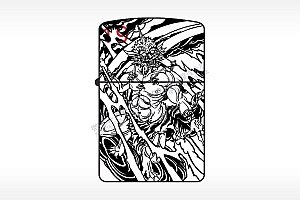 兽人纯铜煤油打火机AI8.0格式激光打标文件通用矢量图