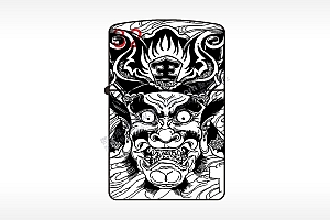 钟馗黑白纯铜煤油打火机AI8.0格式激光打标文件通用矢量图