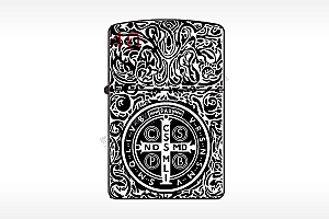 十字架cspb纯铜煤油打火机AI8.0格式激光打标文件通用矢量图