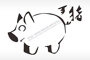 猪动物生肖梳子日常用品AI8.0格式激光打标文件通用矢量图
