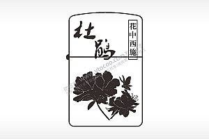 杜鹃花中西施植物煤油打火机AI8.0格式激光打标文件通用矢量图