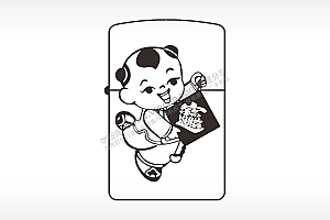 散财童子招财进宝祝福煤油打火机AI8.0格式激光打标文件通用矢量图