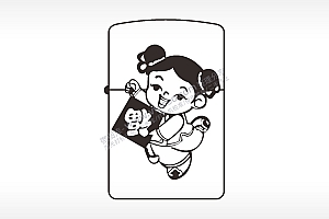 女散财童子煤油打火机AI8.0格式激光打标文件通用矢量图