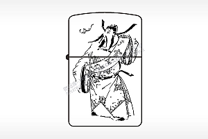 天官赐福财神爷煤油打火机AI8.0格式激光打标文件通用矢量图