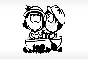 情侣卡通人物爱情类AI8.0格式激光打标文件通用矢量图