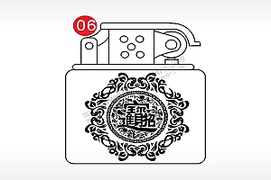招财进宝花瓣边框老九门打火机AI8.0格式激光打标文件通用矢量图