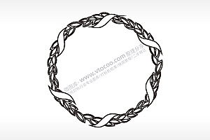 复古圆框谷穗边角简笔画边框大全AI8.0格式激光打标文件通用矢量图