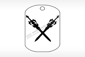 交叉剑兵器钛钢军牌项链AI8.0格式激光打标文件通用矢量图