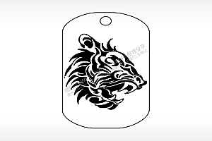 野猪獠牙钛钢军牌项链AI8.0格式激光打标文件通用矢量图