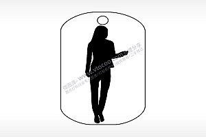 美女背影剪影钛钢军牌项链AI8.0格式激光打标文件通用矢量图