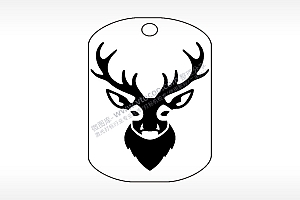 小鹿头钛钢军牌项链AI8.0格式激光打标文件通用矢量图