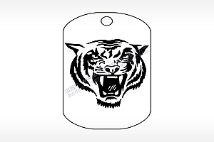 老虎头咆哮钛钢军牌项链AI8.0格式激光打标文件通用矢量图