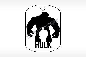 疑是绿巨人剪影HULK钛钢军牌项链AI8.0格式激光打标文件通用矢量图