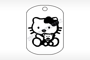 HelloKitty卡通人物钛钢军牌项链AI8.0格式激光打标文件通用矢量图