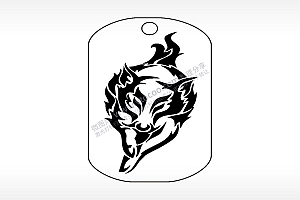 狼动物钛钢军牌项链AI8.0格式激光打标文件通用矢量图