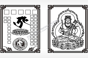 虎虚空藏菩萨十二生肖守护神AI8.0格式激光打标文件通用矢量图