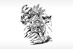 猛虎下山老虎动物飞禽走兽PLT格式激光打标文件通用矢量图