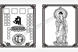 猪阿弥陀佛十二生肖守护神AI8.0格式激光打标文件通用矢量图