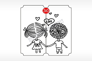 爱心LOVE恋爱情侣AI8.0格式激光打标文件通用矢量图