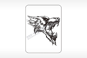 狼头咆哮动物飞禽走兽AI8.0格式激光打标文件通用矢量图