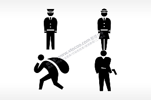 警官小偷匪徒日常生活大全AI8.0格式激光打标文件通用矢量图