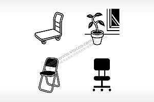 盆栽推车座椅日常生活大全AI8.0格式激光打标文件通用矢量图