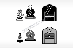 服饰和服日常生活大全AI8.0格式激光打标文件通用矢量图