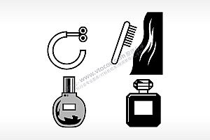 梳子香水日常生活大全AI8.0格式激光打标文件通用矢量图