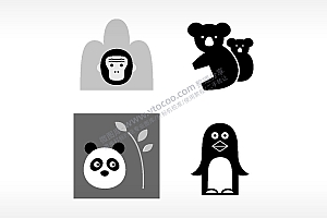 猩猩熊猫企鹅考拉日常生活大全AI8.0格式激光打标文件通用矢量图