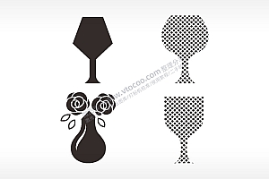 酒杯花瓶日常生活大全AI8.0格式激光打标文件通用矢量图