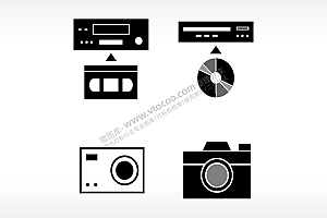 CD播放机数码相机日常生活大全AI8.0格式激光打标文件通用矢量图