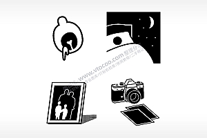 夜眠相片相机日常生活大全AI8.0格式激光打标文件通用矢量图