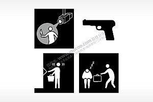 手枪小偷抢劫证据日常生活大全AI8.0格式激光打标文件通用矢量图