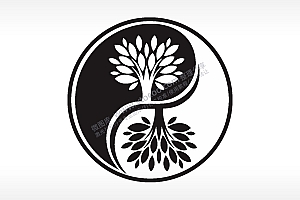 阴阳太极树游戏硬币园项链AI8.0格式激光打标文件通用矢量图
