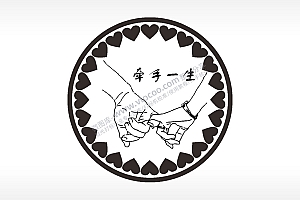 牵手一生爱心边框游戏硬币园项链AI8.0格式激光打标文件通用矢量图