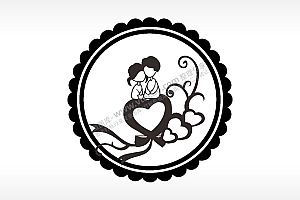 情侣爱心气球藤蔓游戏硬币园项链AI8.0格式激光打标文件通用矢量图