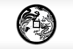 龙凤吉祥古代钱币铜币AI8.0格式激光打标文件通用矢量图
