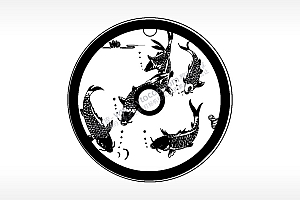 年年有鱼古代钱币铜币AI8.0格式激光打标文件通用矢量图