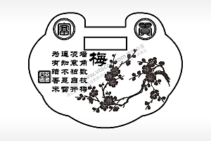 富贵梅花墙角数枝梅长命锁AI8.0格式激光打标文件通用矢量图