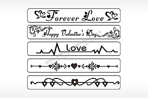 永恒的爱情人节快乐LOVE长条花边框AI8.0格式激光打标文件通用矢量图
