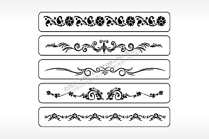 花朵花瓣藤蔓线条长条花边框AI8.0格式激光打标文件通用矢量图
