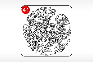 事业顺畅麒麟貔貅神兽图腾AI8.0格式激光打标文件通用矢量图