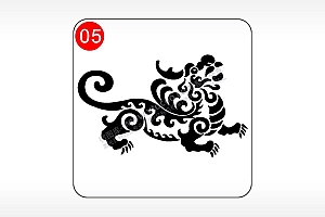 招财麒麟貔貅神兽图腾AI8.0格式激光打标文件通用矢量图