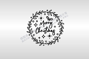 圣诞节节日祝福涂鸦AI8.0格式激光打标文件通用矢量图